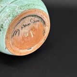 Turquoise green glazed stoneware pitcher – signed, France, 1970