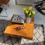 Square coffee table in elm magnifying glass 70s