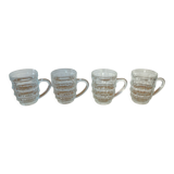 4 transparent glass mugs