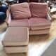 Velvet sofa and its ottoman
