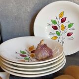 Six vintage plates in fine earthenware from Gien service "Gentilly"