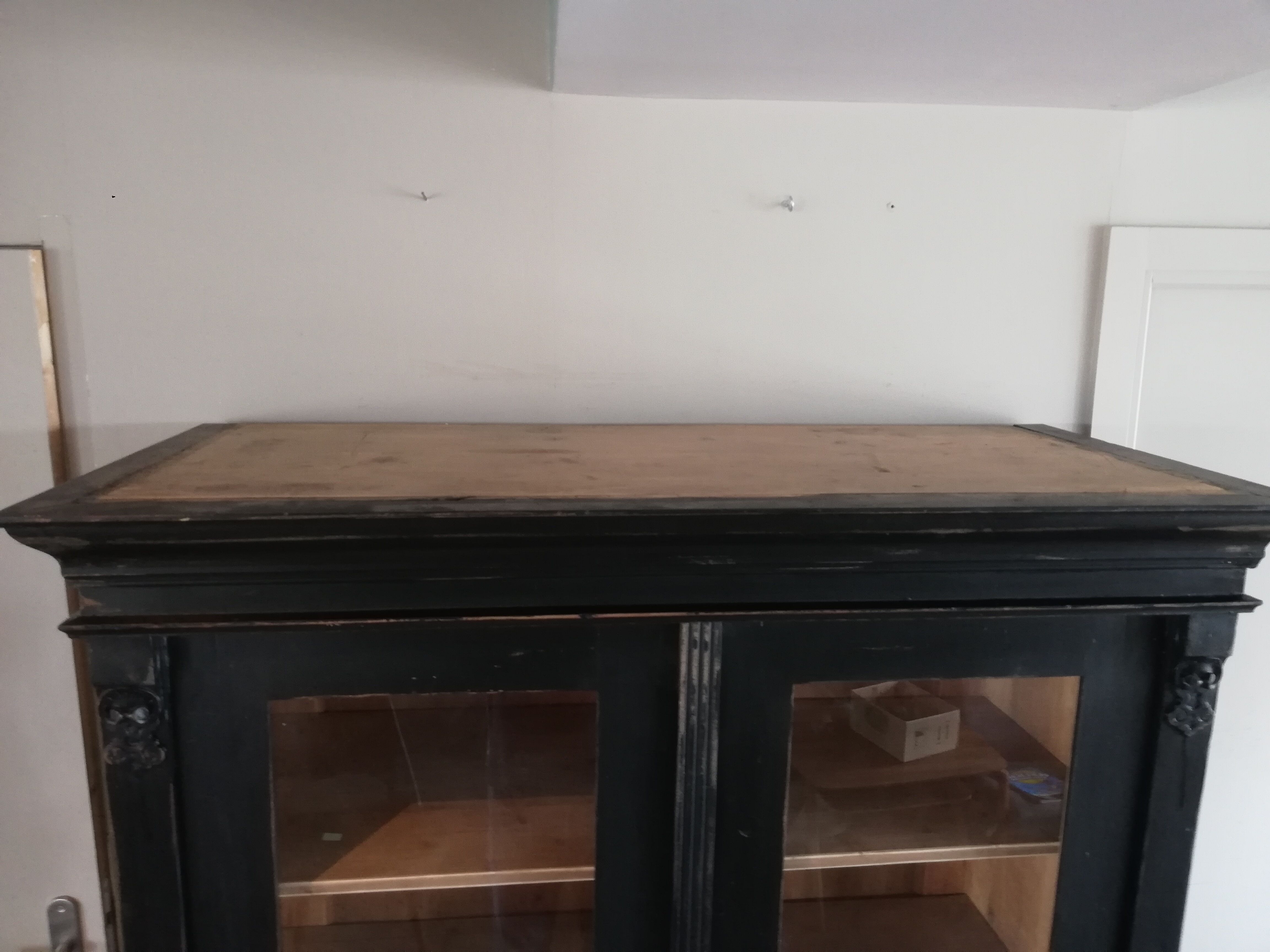 Parisian glazed wardrobe, Vintage painted showcase library