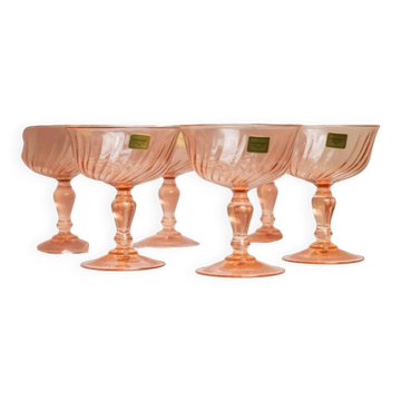 Set of 6 Luminarc Rosaline glasses - apricot-coloured martini glasses - original packaging - classic design from France in the 1970s.
