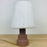 Brutalist lamp in pink sandstone and wool lampshade