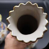 Paire de vase peints à la main "Rouen" Faïence 1910