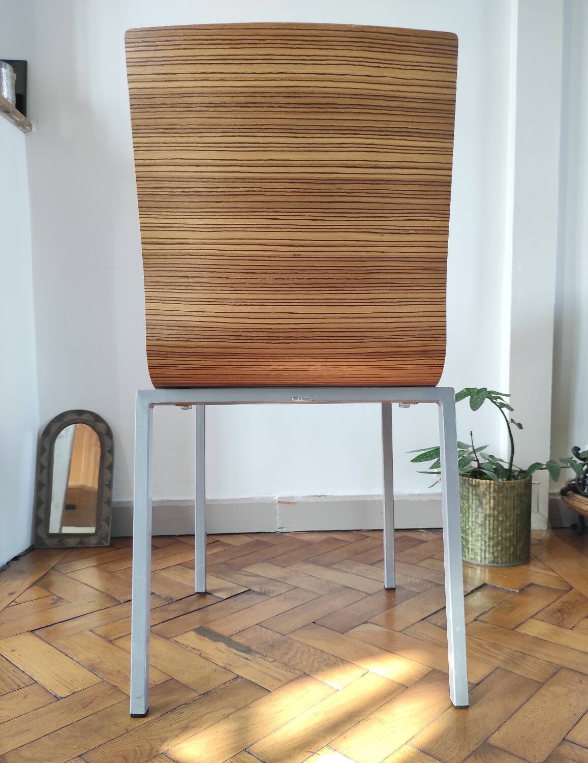 Italian design chair Pedrali "Kuadra" in Zebrano wood