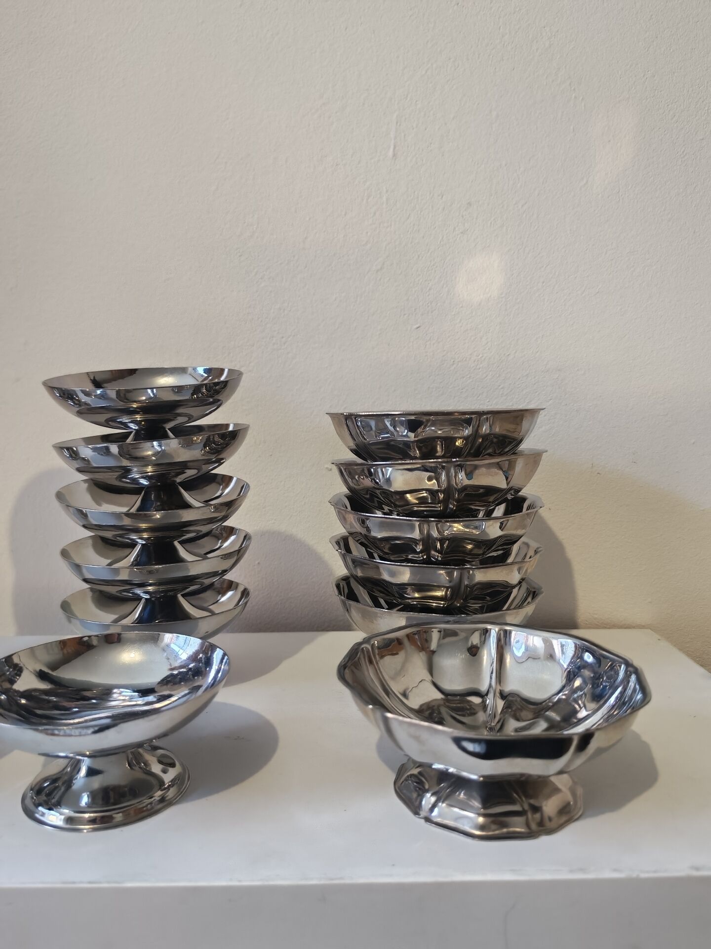 18 low sorbet cups in stainless steel chrome