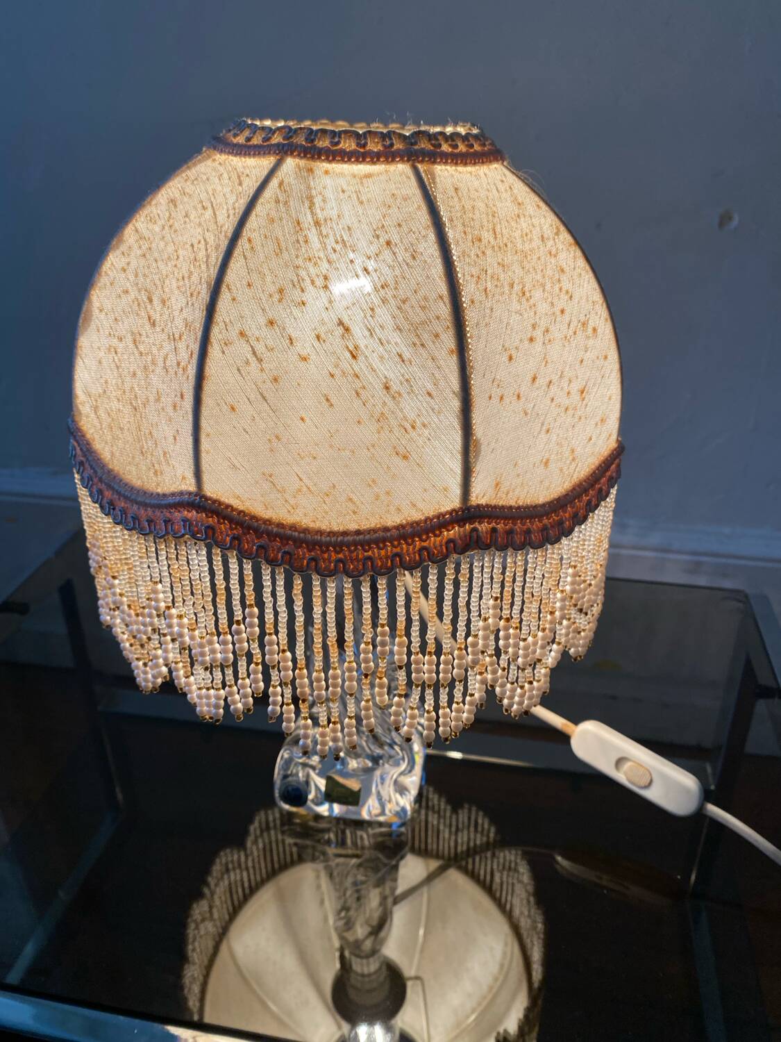 Antique Baccarat Crystal Twisted Bedside Lamp