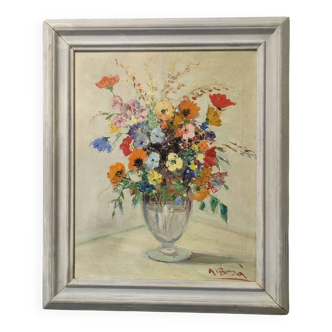 Tableau bouquet de fleurs signé armando buso