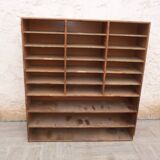 Sorting wood locker cabinet with Vintage labels