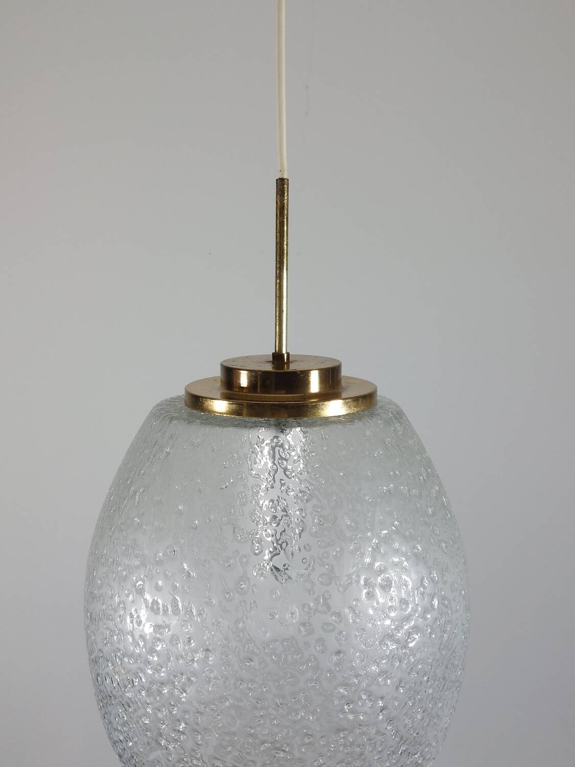 Vintage brass and frosted glass suspension, mid-century style, Doria Germany.
