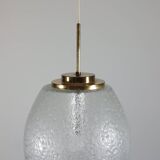 Vintage brass and frosted glass suspension, mid-century style, Doria Germany.