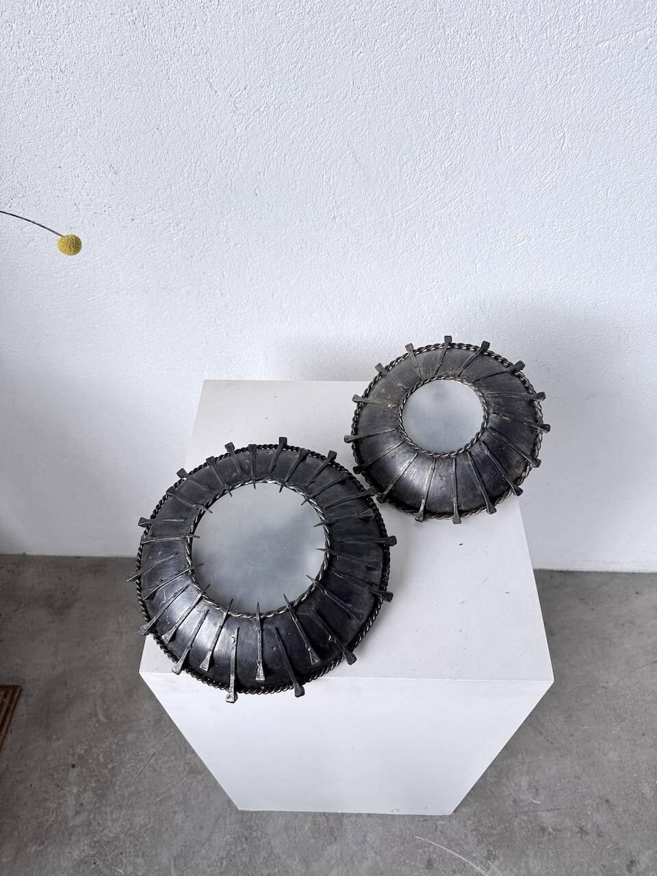 Brutalist "nail" wall sconces