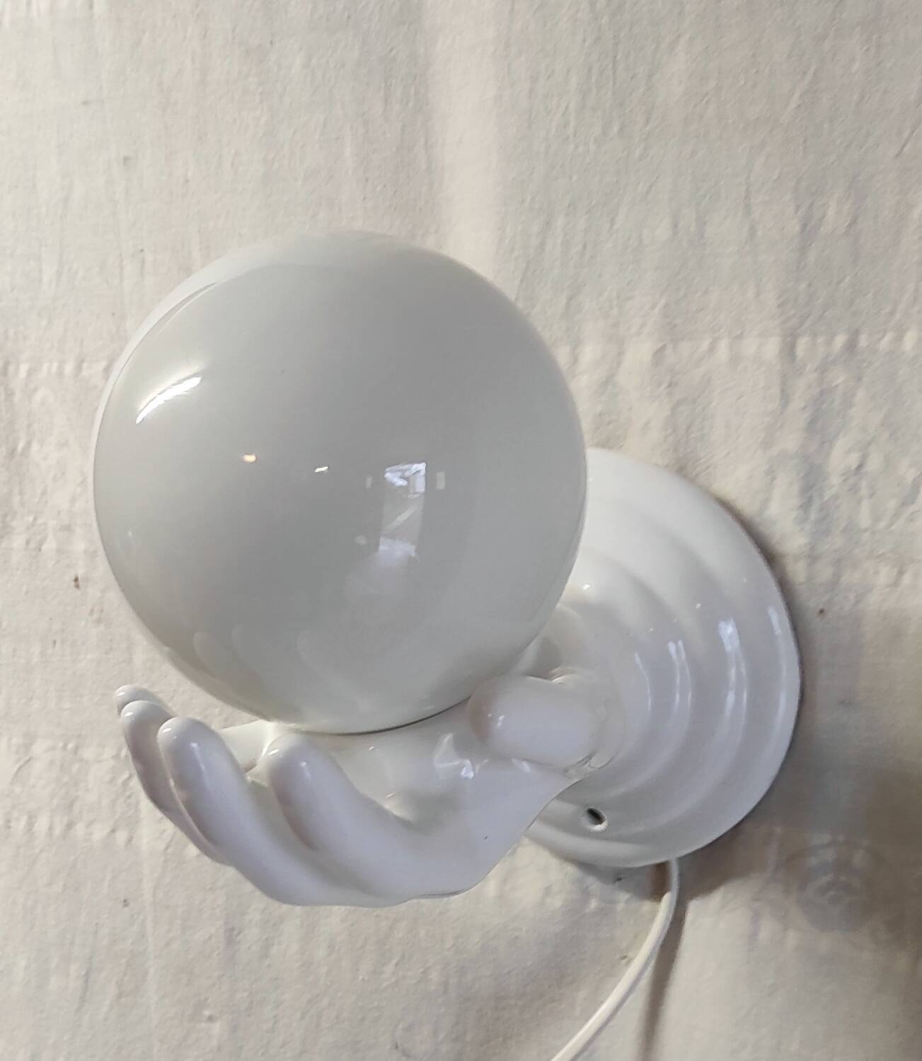 Ceramic and opaline wall lamp - 70's