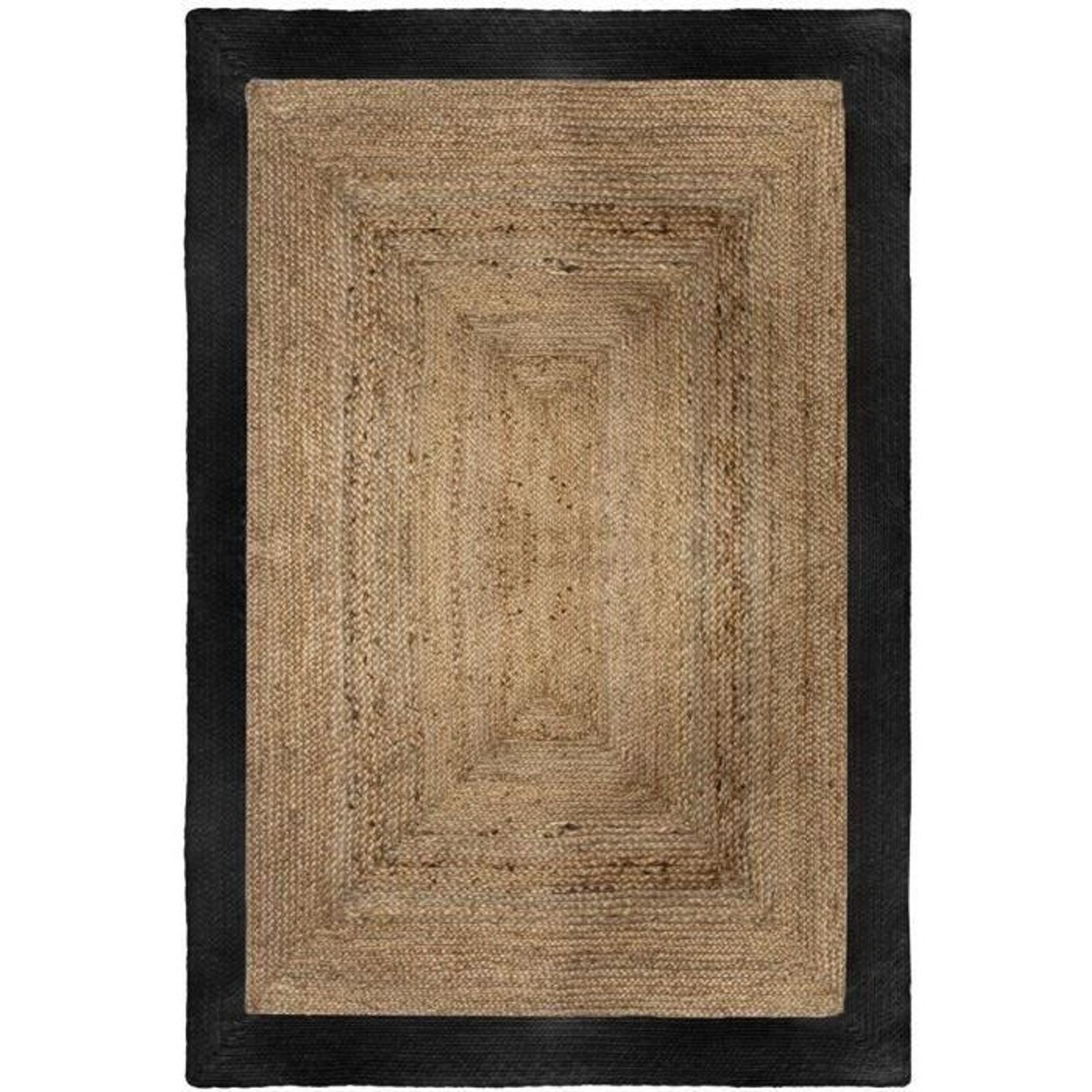 Tapis jute et coton beige et noir 120x170 cm