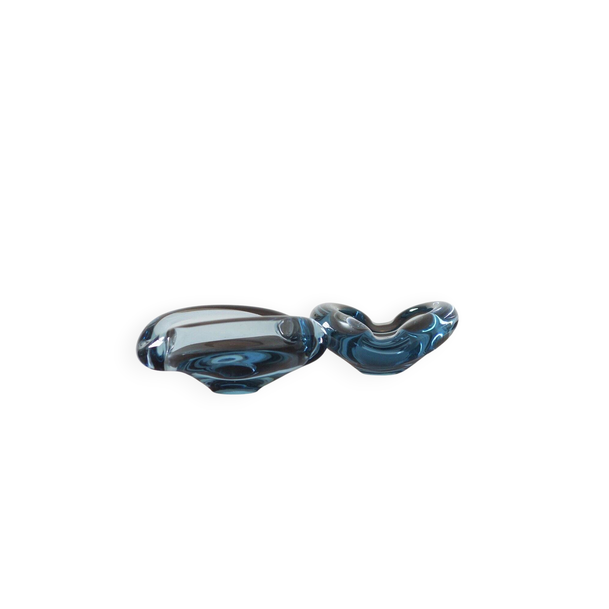 Glass ashtray by Lütken for Holmegaard, 1950s, set of 2