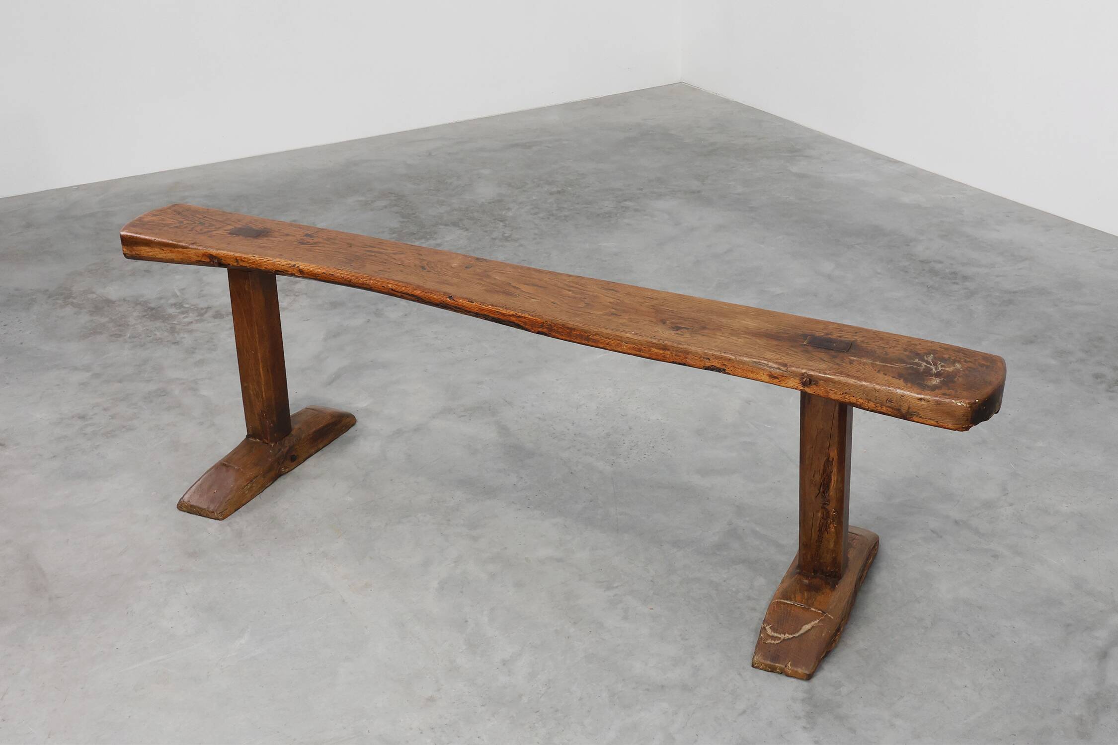 Rustic oak bench, France, Mid 19th century