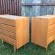 Vintage commodes (duo) in oak with 4 drawers.