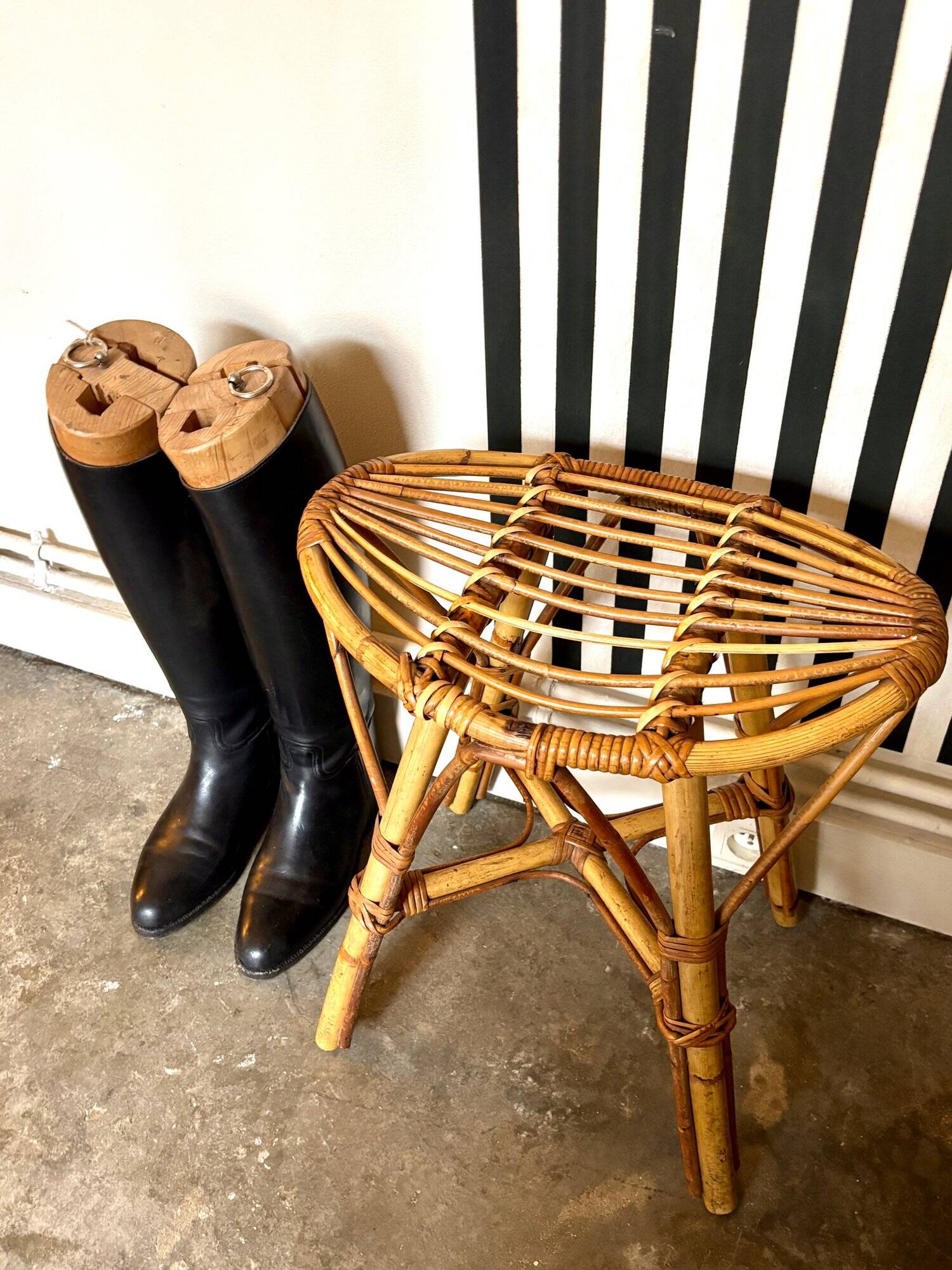 Rattan stool, 1960s-1970s