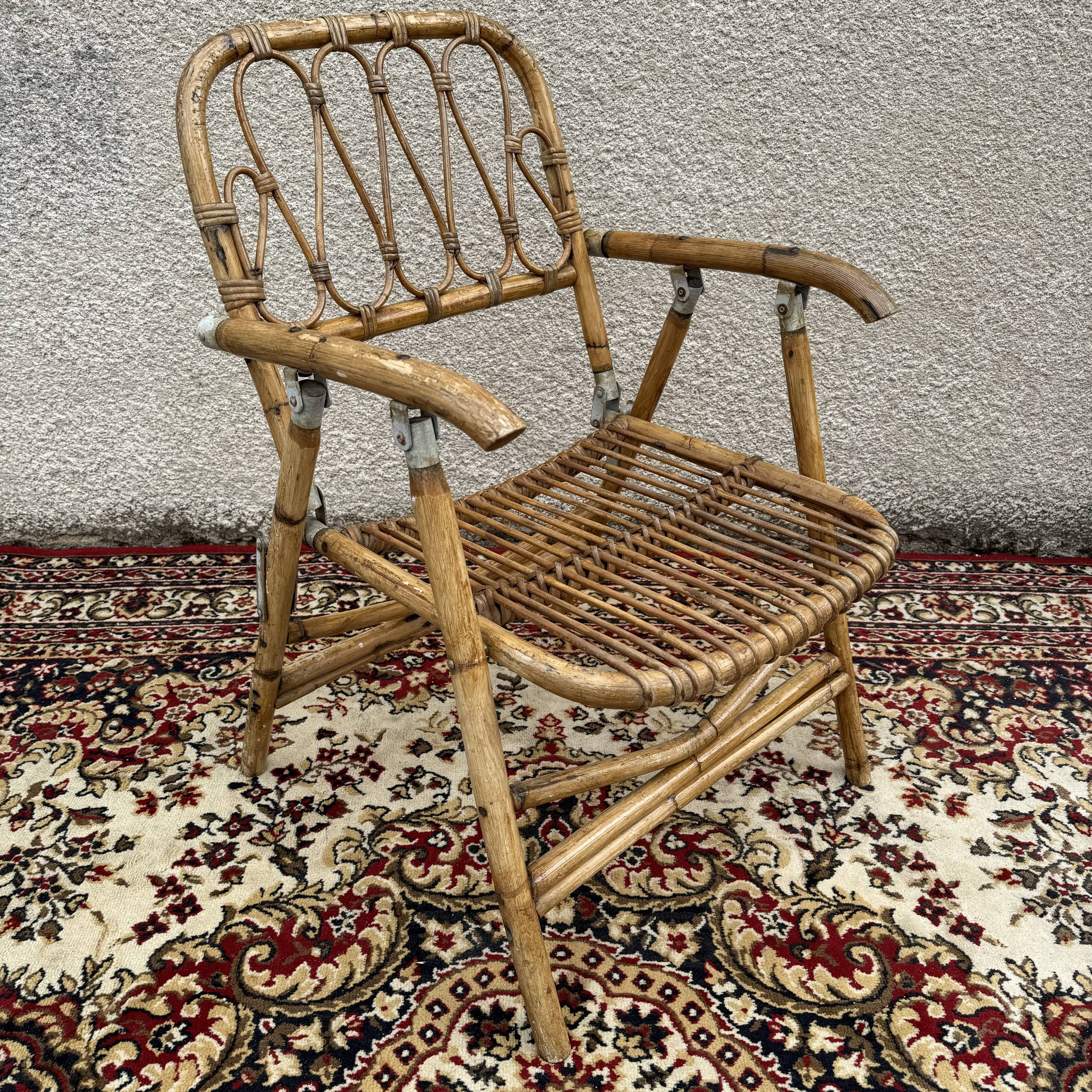 Rattan and Bamboo Folding Armchairs Valencia Spain 60'S