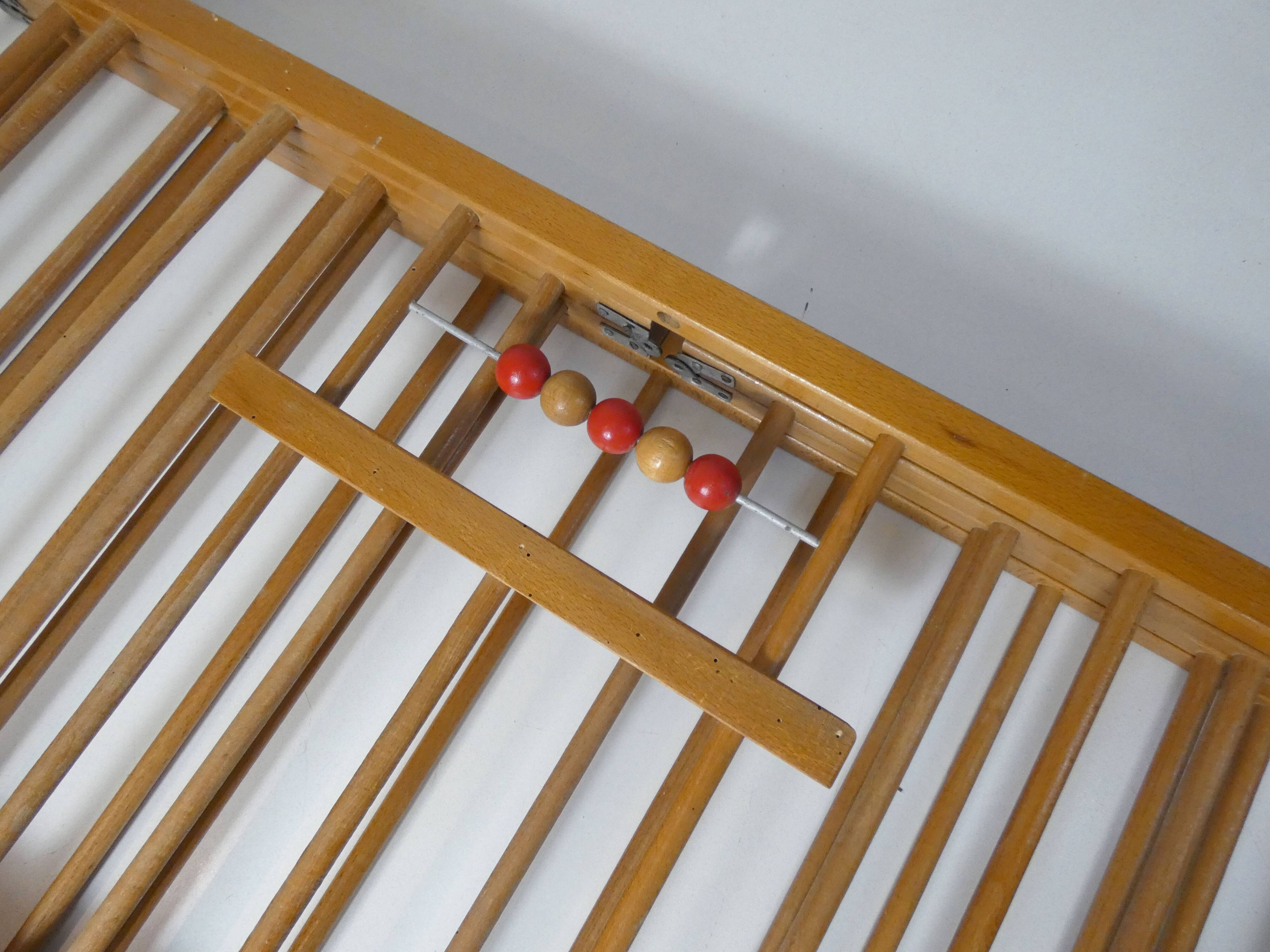 old folding wooden baby playpen abacus