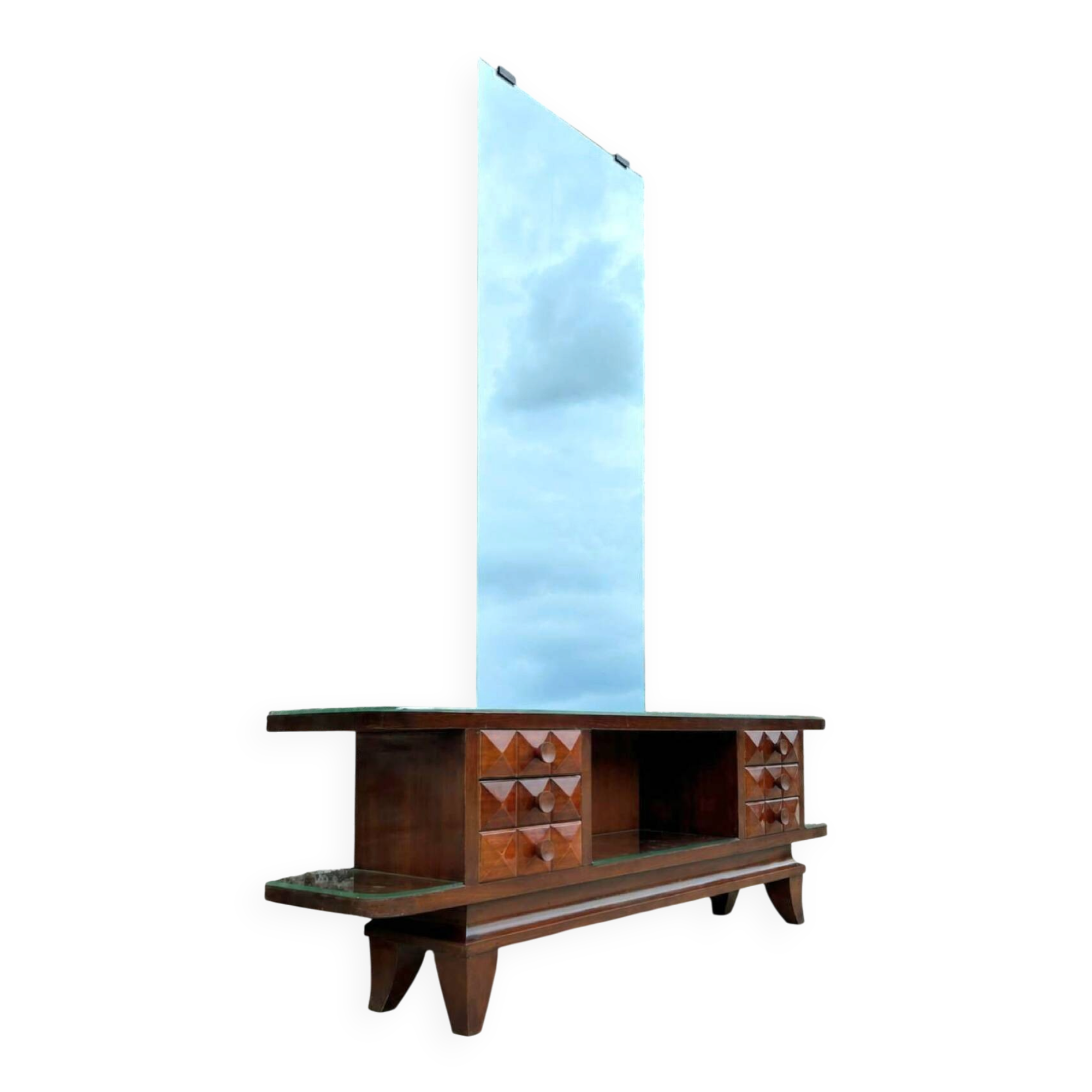 Art Deco mahogany console table, vintage entrance furniture.