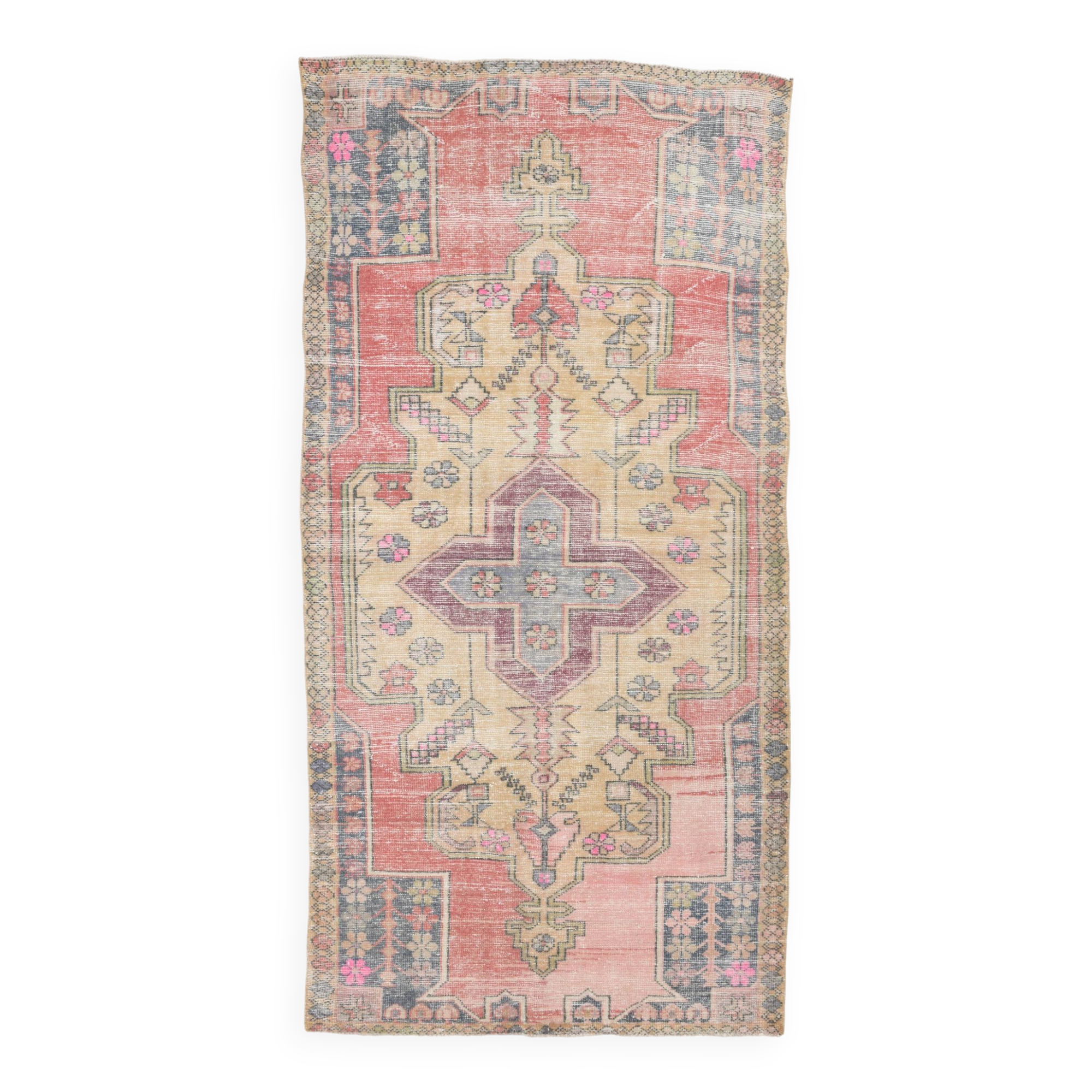 4x8 Rug For Living Room Pale Red Oriental Antique Vintage Rug, 128x248Cm