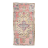 Tapis 4x8 pour Salon Tapis Vintage Antique Oriental Rouge Pâle, 128x248Cm