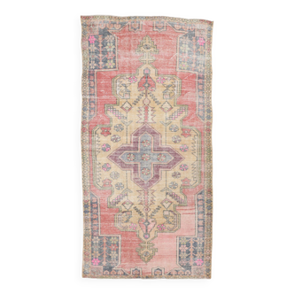 Tapis 4x8 pour Salon Tapis Vintage Antique Oriental Rouge Pâle, 128x248Cm