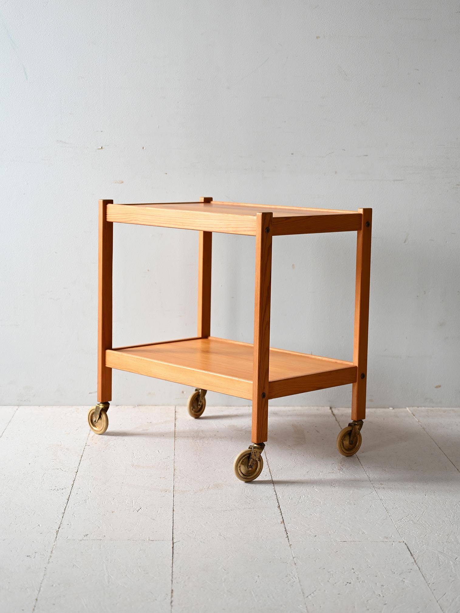 1960s Scandinavian pine wood trolley