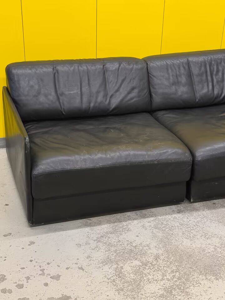 De Sede DS-76 Modular 2-Seater Sofa / Sofa Bed – Black Leather (1970s)