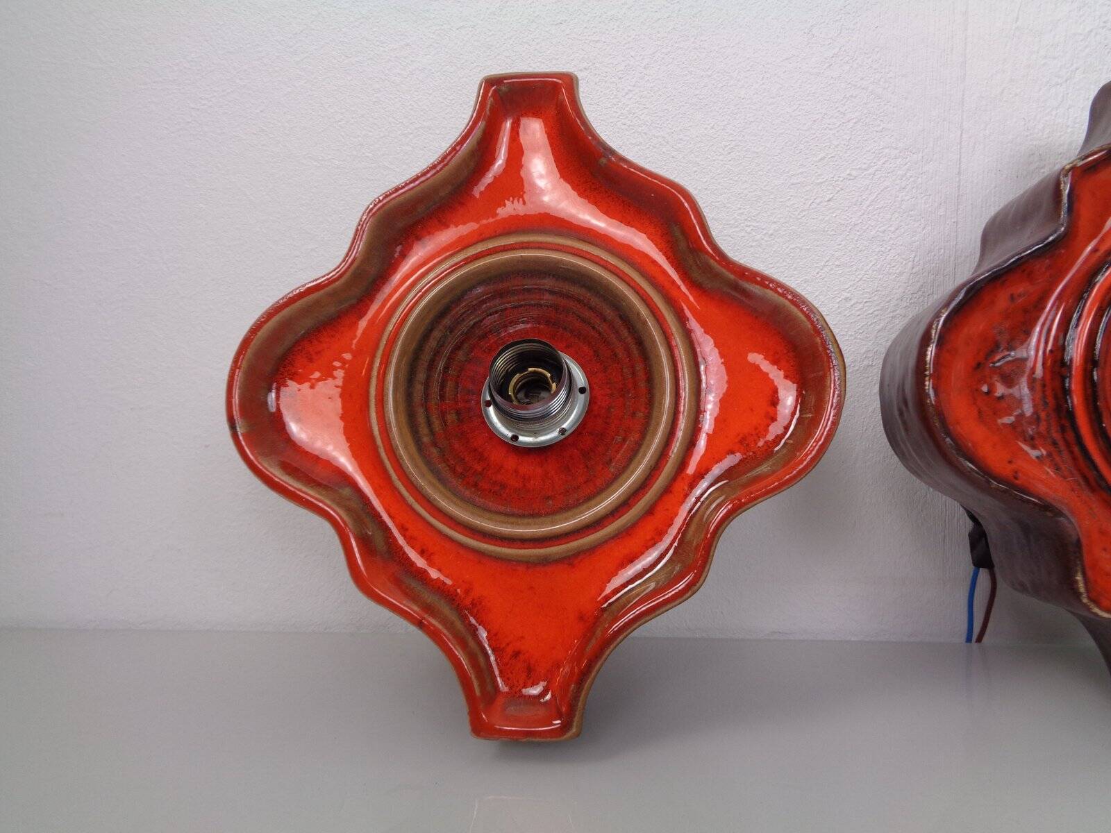 Pop Art German Ceramic Wall Lamps, 1970s, Set of 3