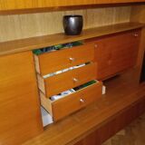 Vintage scandinavian living furniture sideboard with bar and glazed part