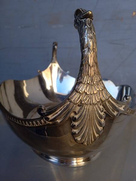 Phenix bowl on foot silver metal center table 1940