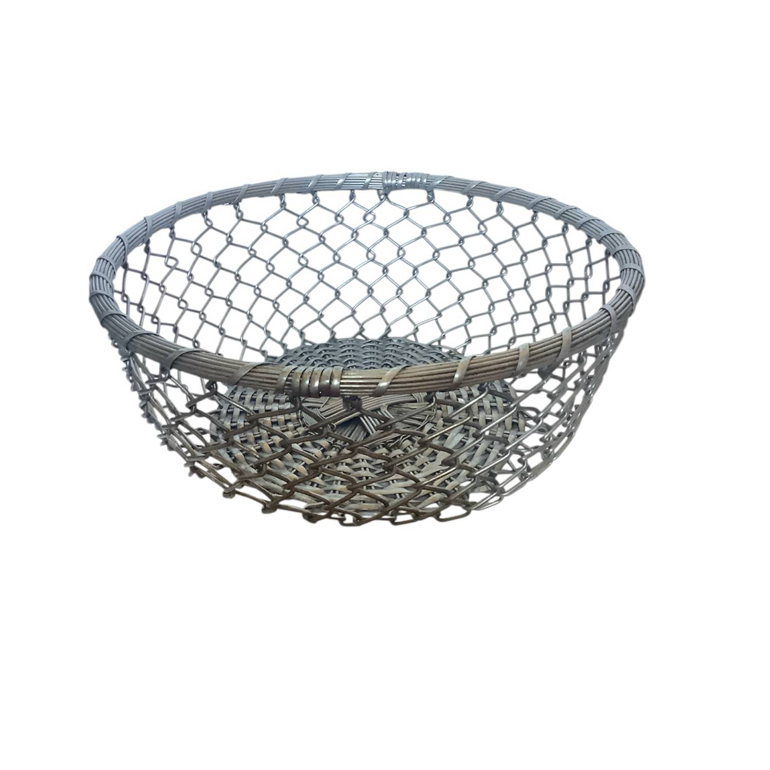 Round silver metal basket – Openwork design