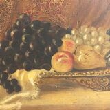 Oil painting of grapes on cup