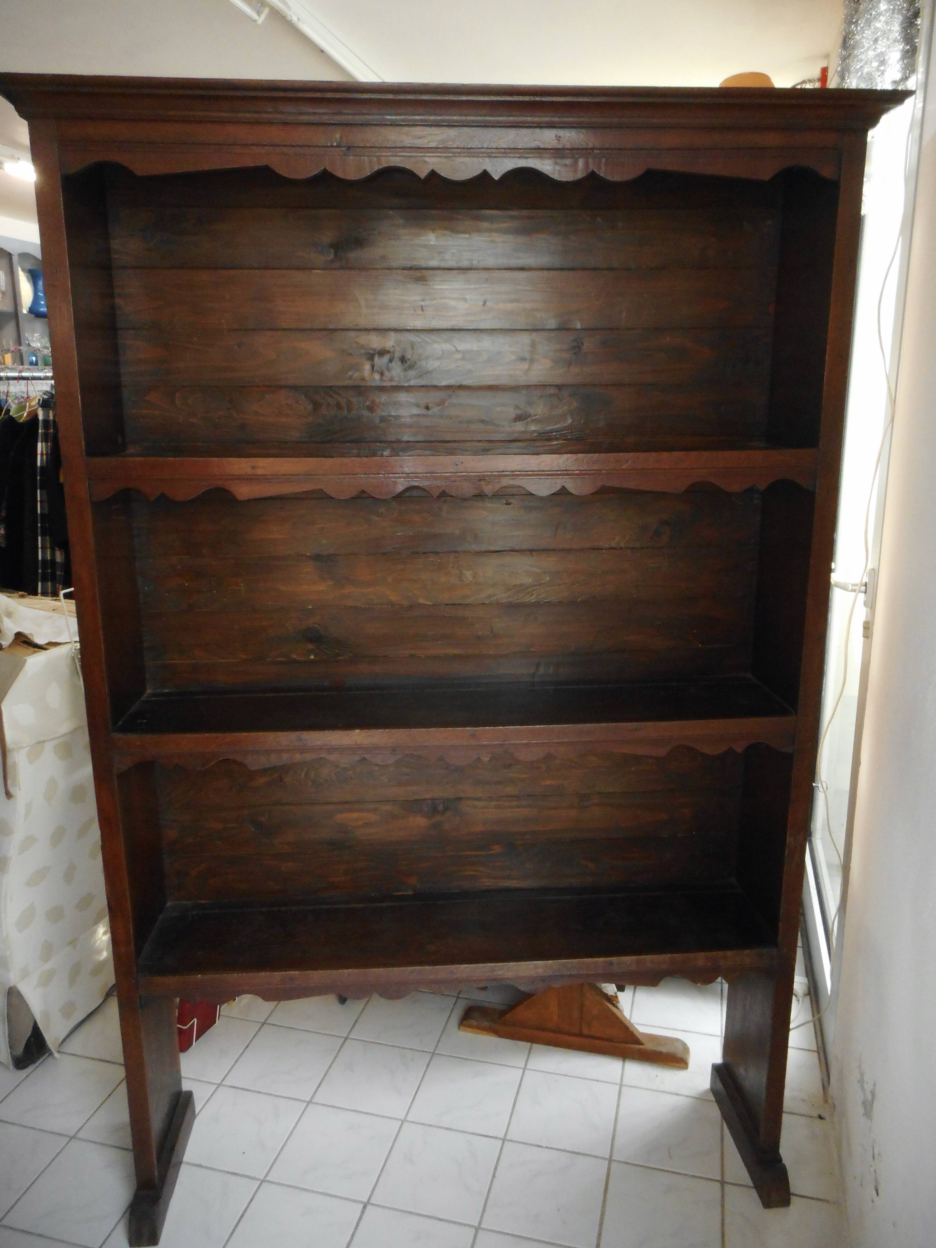 Rustic wooden shelf with three trays