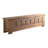 Antique polychrome carved low cabinet in pine – Xinjiang, circa 1900