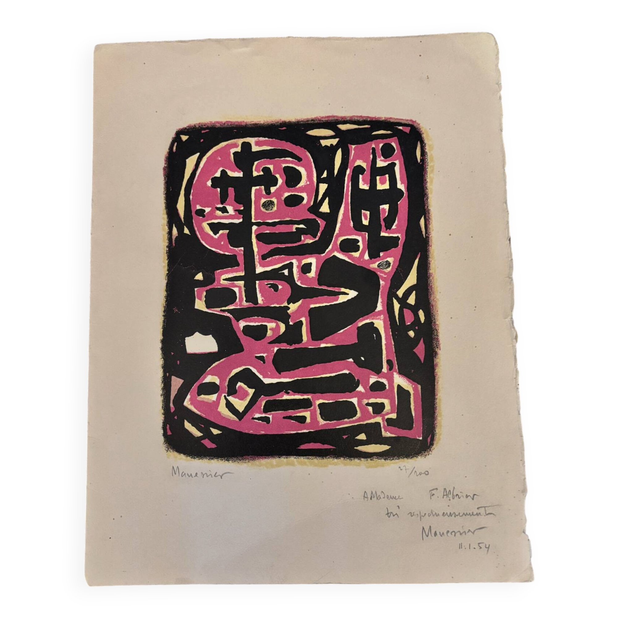 Original Lithograph Alfred MANESSIER 1954 signed numbered XXth Century