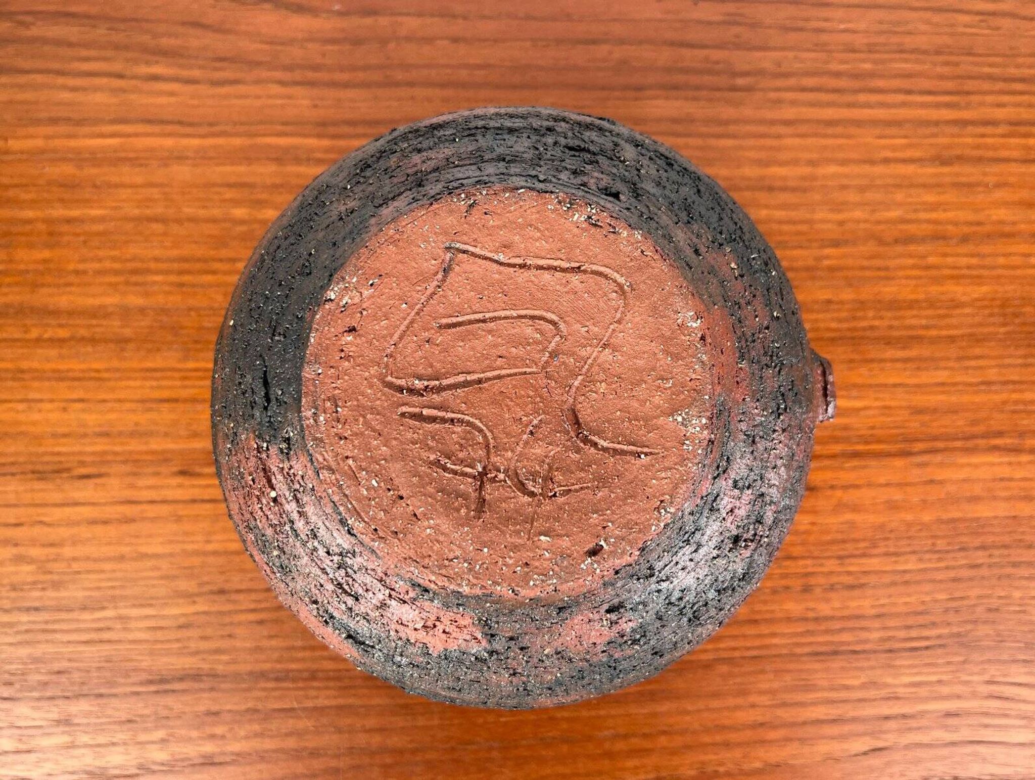 Carafe vase by German studio pottery, brutalist vintage by Gerhard Liebenthron, 1974.