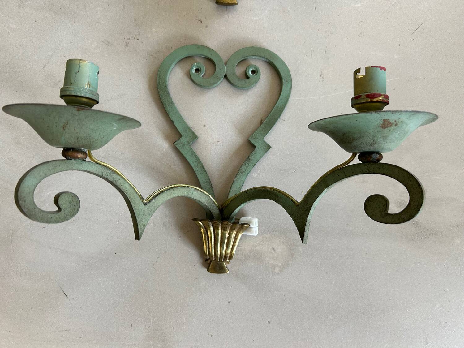 Set of 4 antique metal wall lights / 1950s