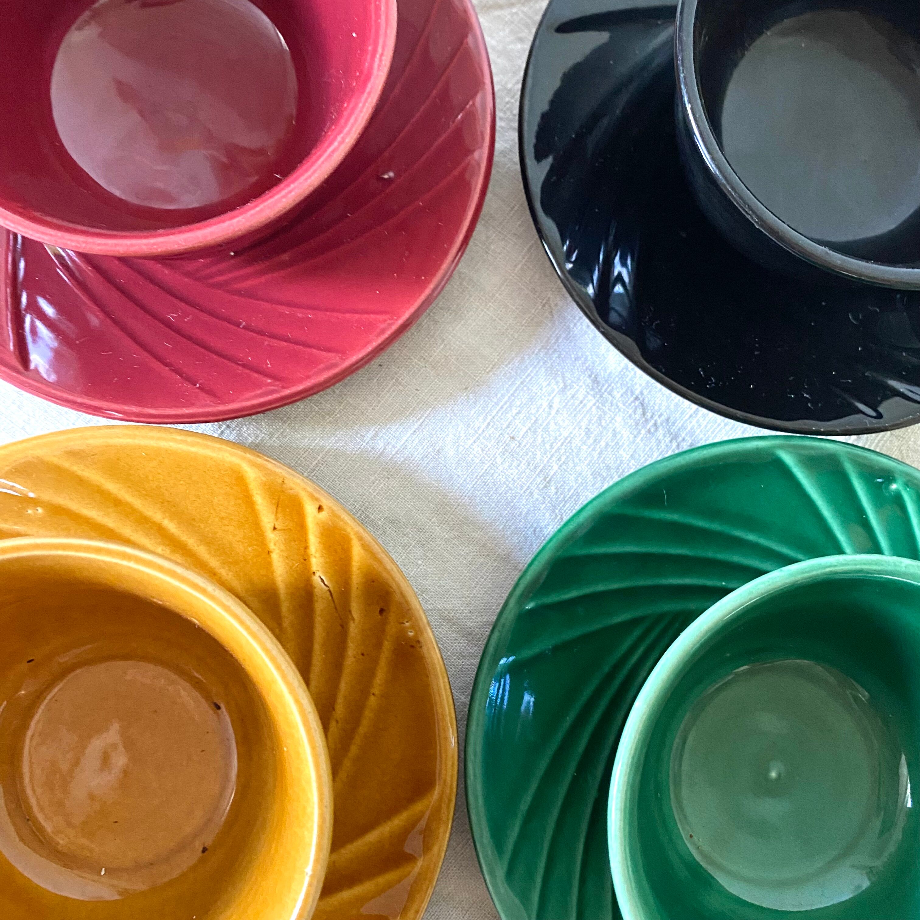 Colorful vintage mugs