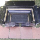 Fireplace XVIII° black marble louis XIV style with narrowed and floor slabs