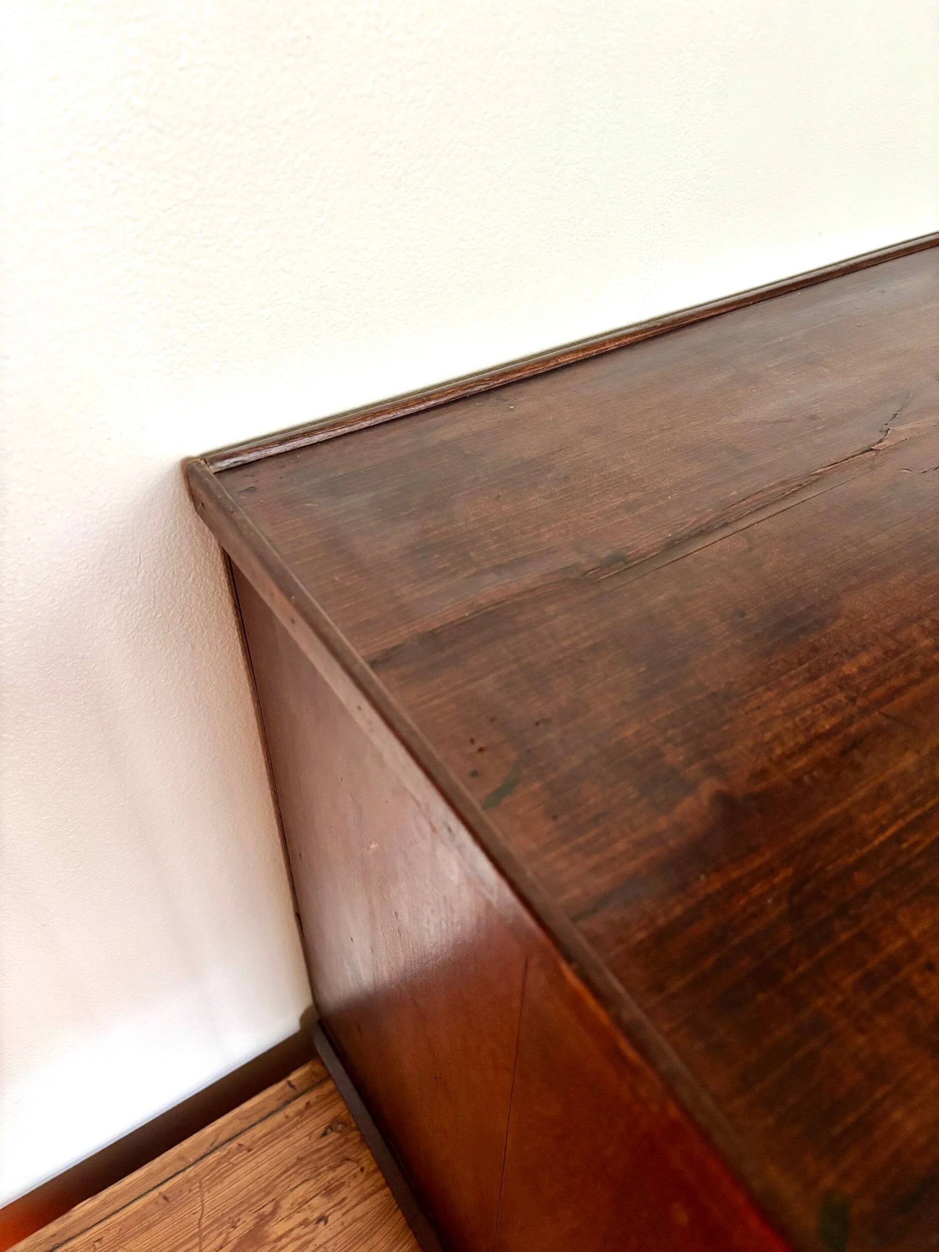 Meuble de rangement, cabinet 4 tiroirs en bois foncé