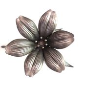 Fleur cendrier en métal argenté 6 pétales années 60