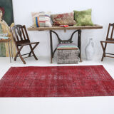 Tapis rouge affligé vintage 195x113cm