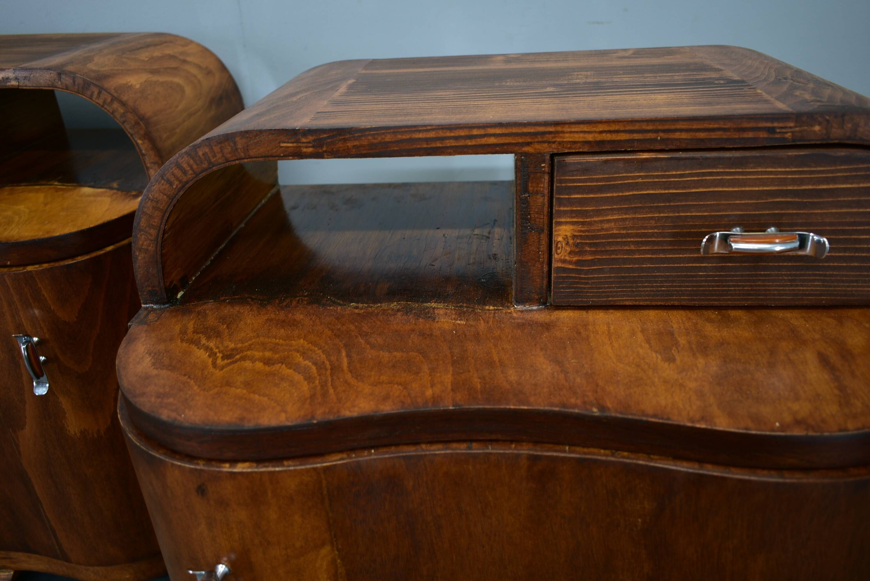 1939s Pair of Art Deco Bedside Tables, Czechoslovakia
