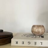 Vase boule rond en marbre beige, Italie 1970
