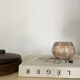 Vase boule rond en marbre beige, Italie 1970