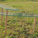 glass coffee table with swivel top spindle foot wood 100x50 height 40 and 30cm